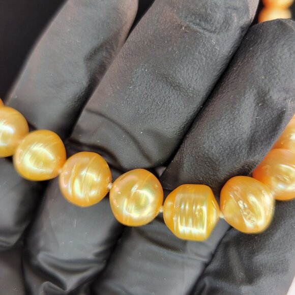 Golden South Sea Pearl Luxe Statement Necklace With Ornate Vermeil Clasp - Picture 3 of 10